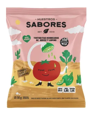 Tostaditas horneadas de tomate, lima y cilantro 50 grs. "Nuestros Sabores"