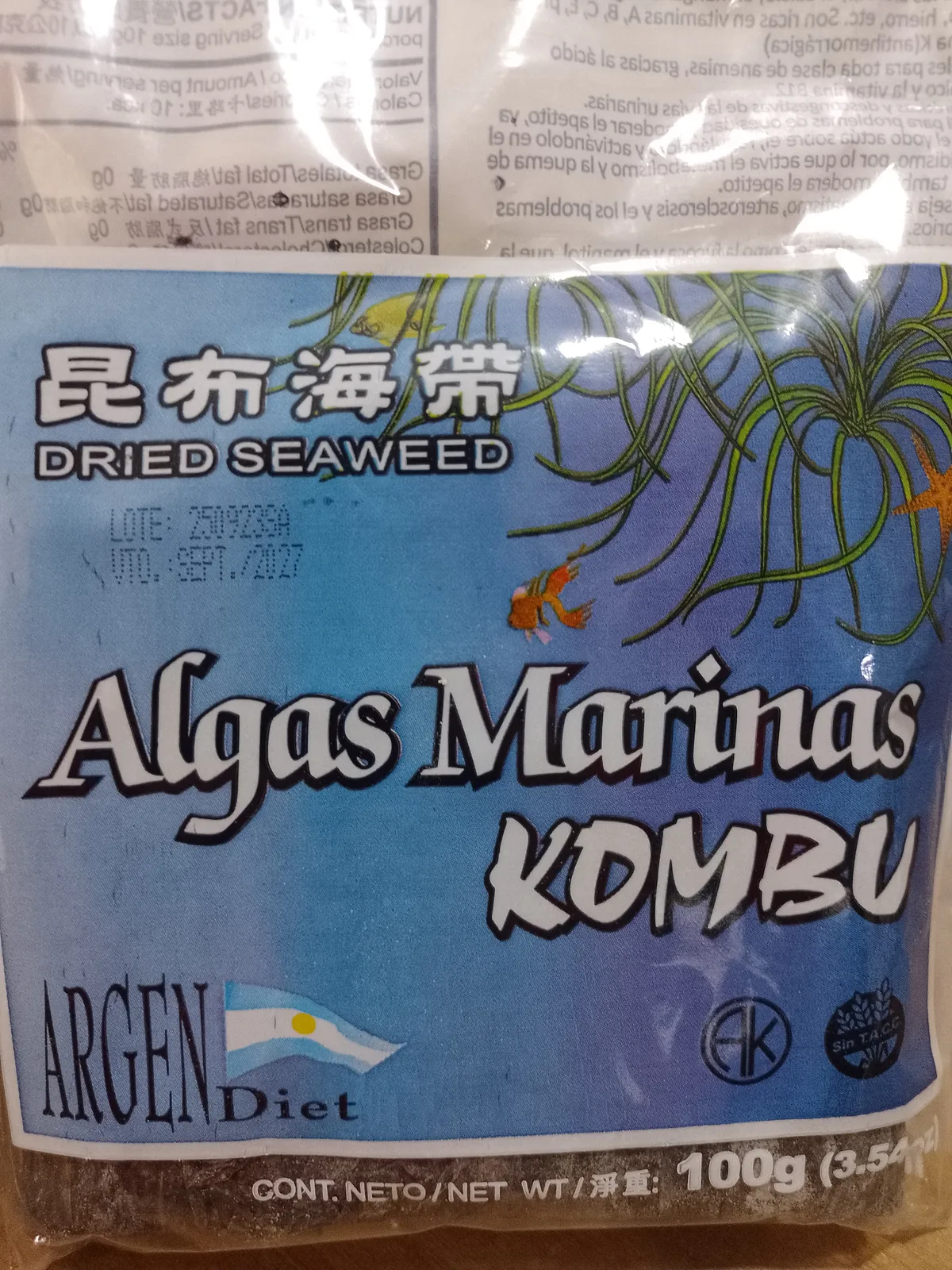 Algas Kombu x 100 grs. - SIN T.A.C.C. -