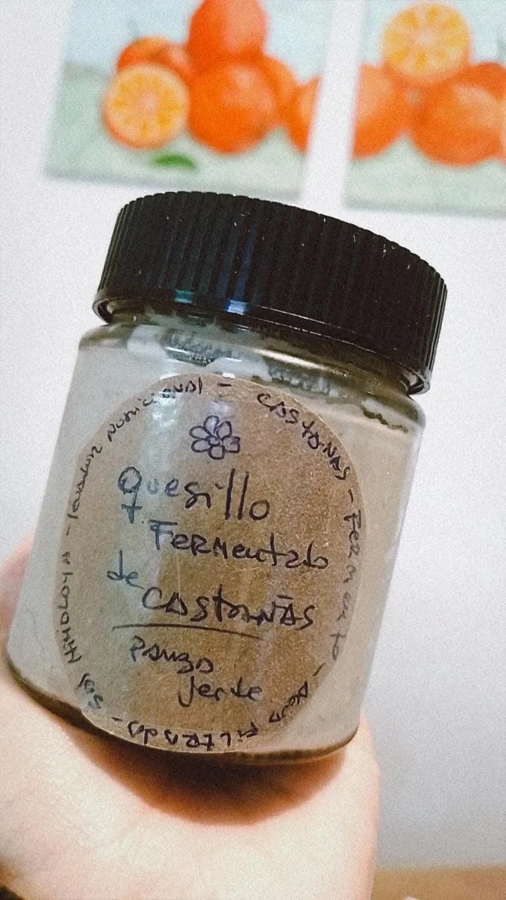 Quesillo fermentado de castañas x 250 grs. aprox. Envase retornable.