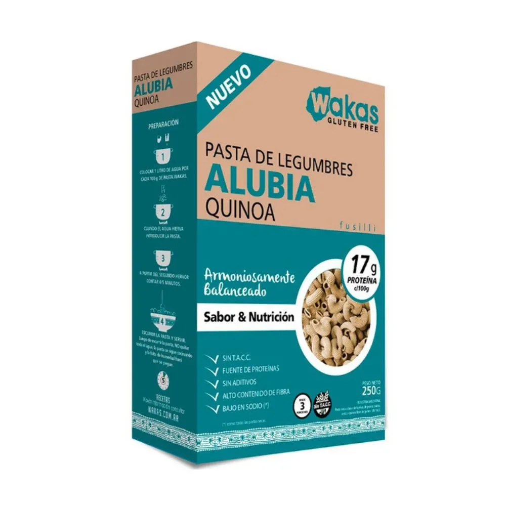 Fideos fusilli con alubia y quinoa "Wakas" x 300 gr.