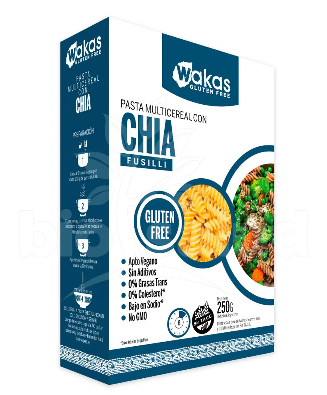 Fideos fusilli con chia "Wakas" x 300g