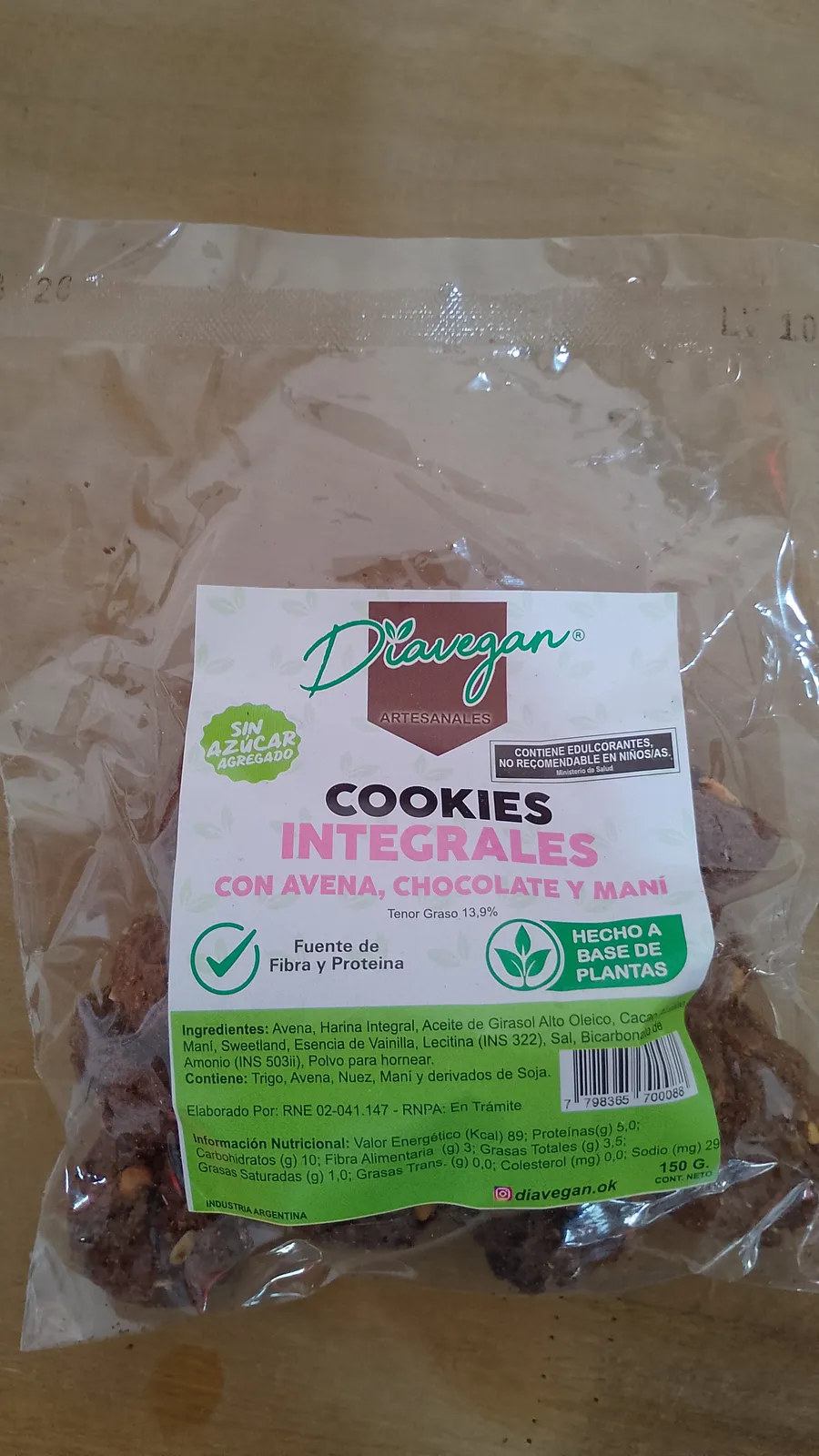Galletitas Choco y Maní (SIN AZÚCAR) "DIAVEGAN" x 150 grs.