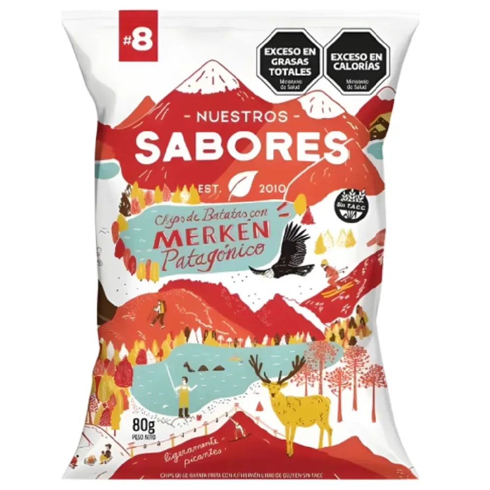 Chips de batata frita con ají merkén "Nuestros Sabores" 80g