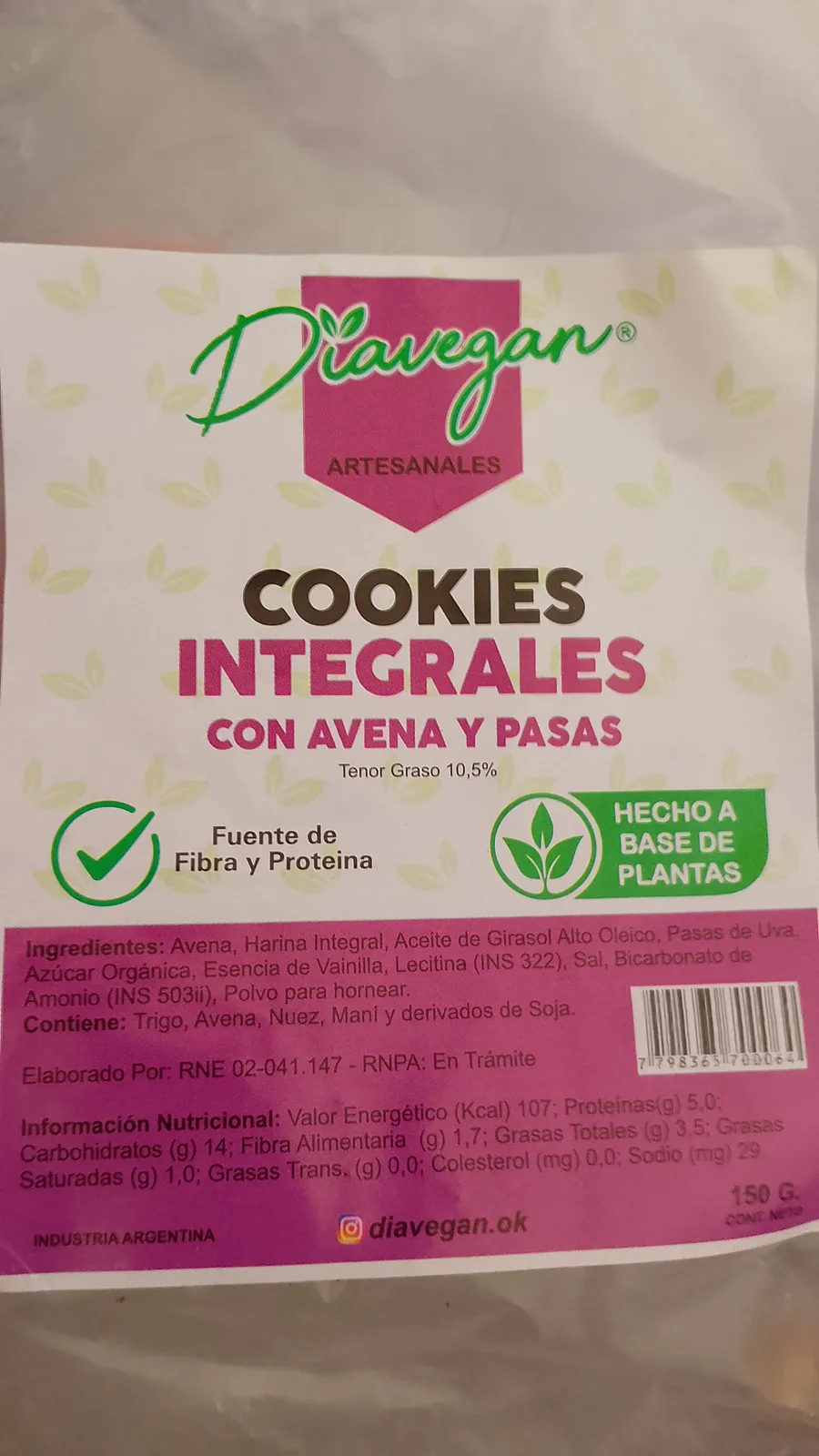 Galletitas Pasas "DIAVEGAN" x 150 grs.